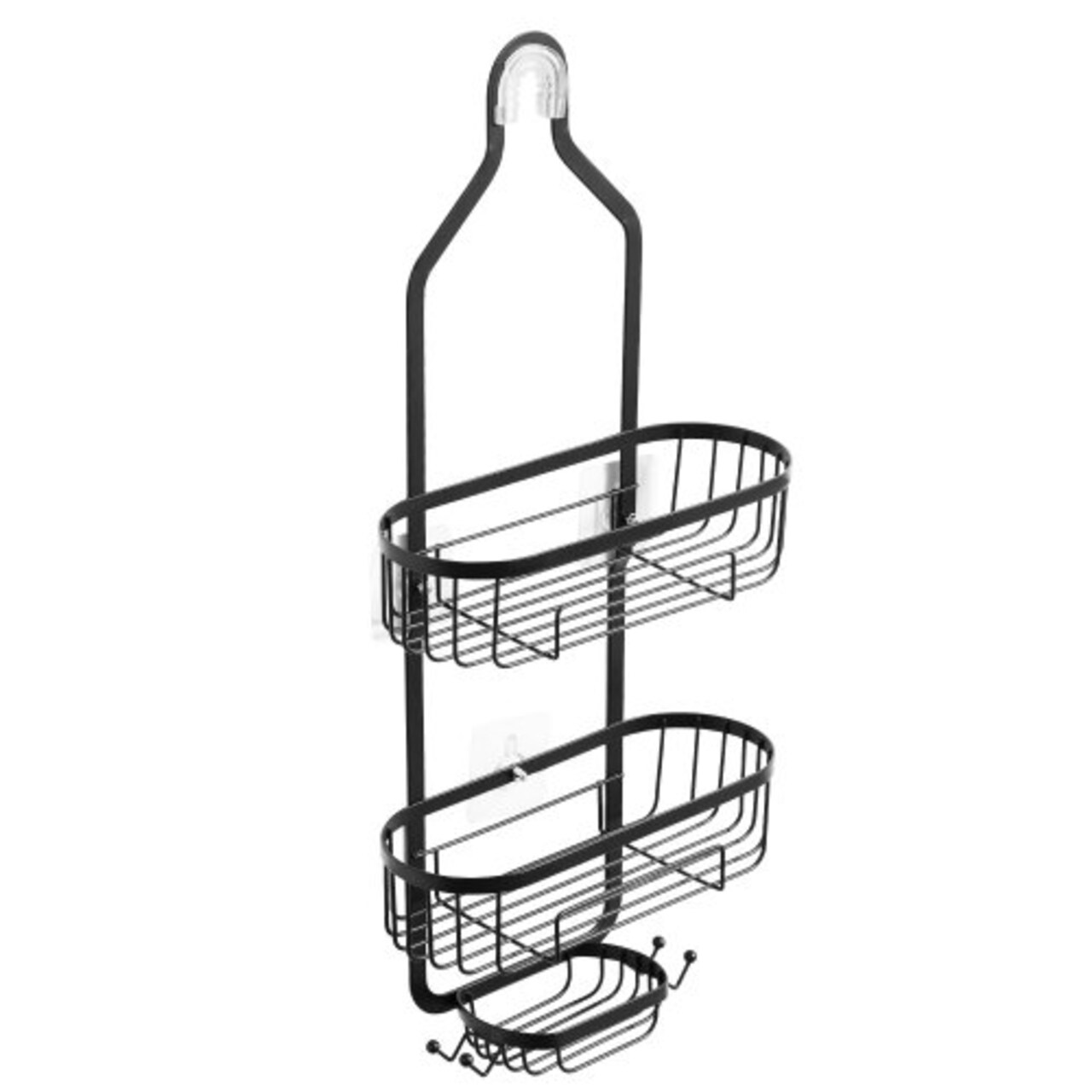 Shower Caddy 3 Tier Hanging Rack with Hooks Large Capacity Matte Black